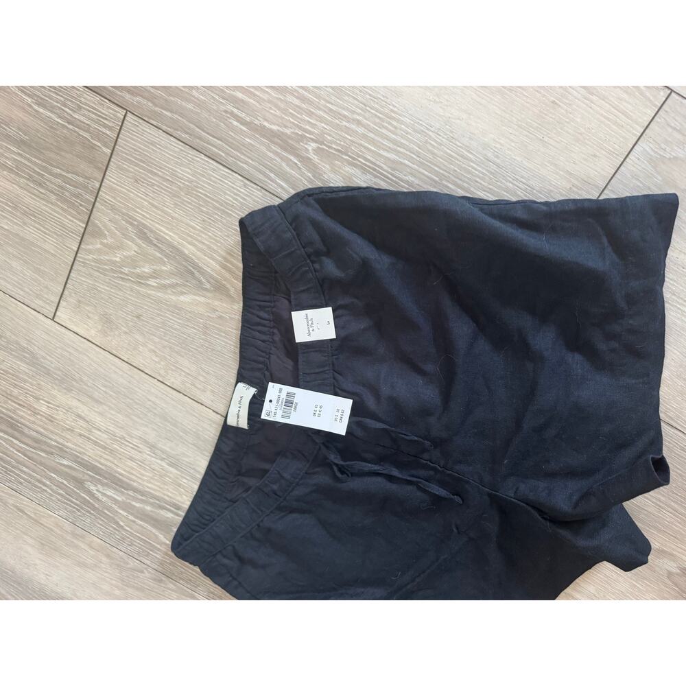 Abercrombie Linen Blend Black Shorts NWT Large - Picture 3 of 5